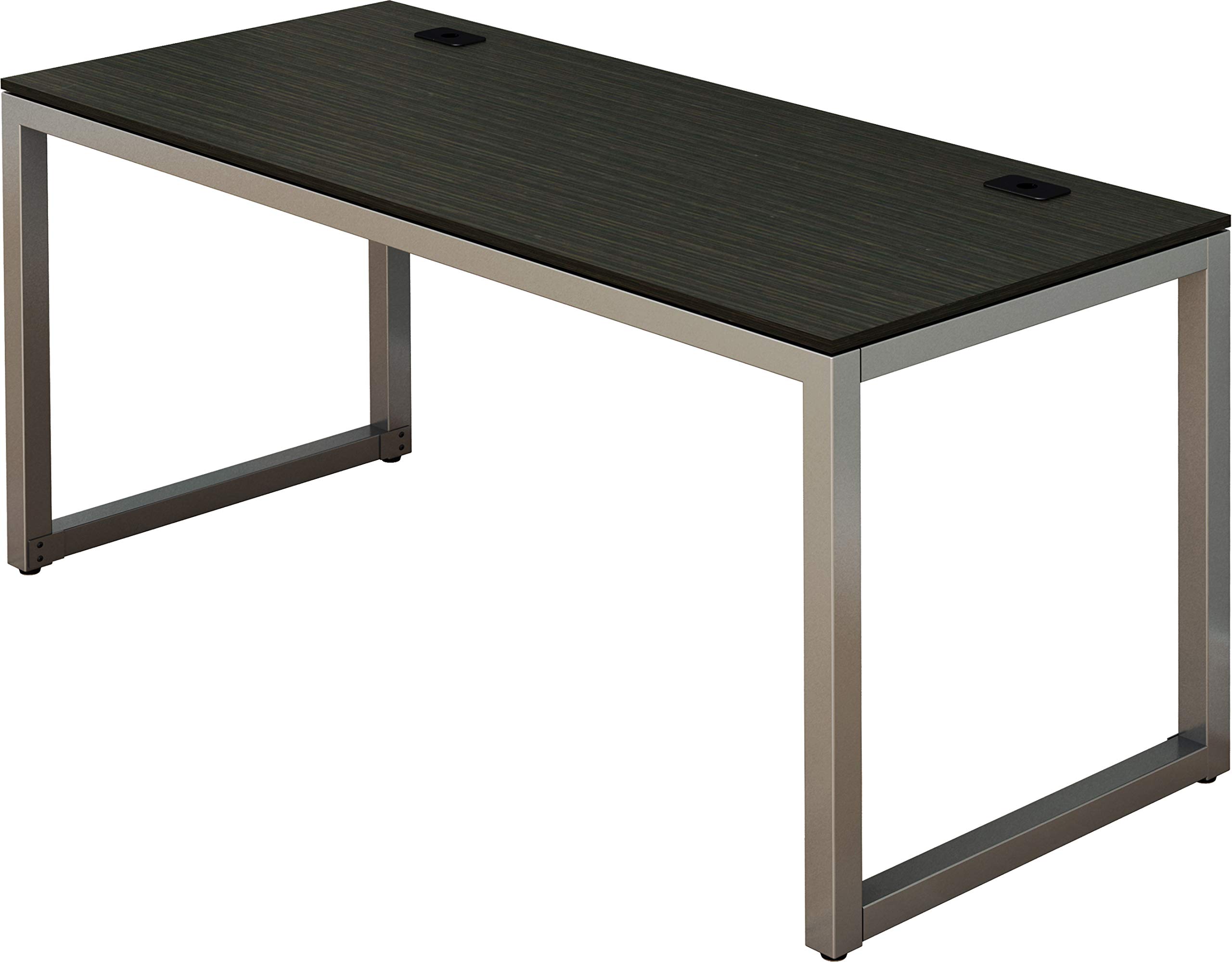 SHW 55-Inch Commercial-Grade Office Computer Desk with Keyboard Tray, Espresso Brown - Perfect for Home Office, Gaming Setup & Workspace Organization