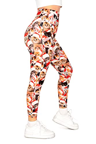 High Waisted Christmas Cat (Multicolor)