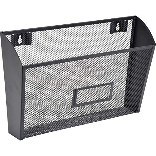 Lorell Black Mesh Wire Wall Pocket Organizer - Office & Home Storage Solution for Files, Mail & Supplies