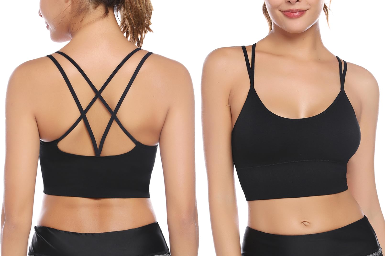 Sykooria 3 Pack Women's Strappy Sports Bra - Sexy Crisscross Yoga Bra for Running, Gym Workout & Fitness - Breathable & Supportive Activewear for Yoga, HIIT, Pilates & Daily Wear
