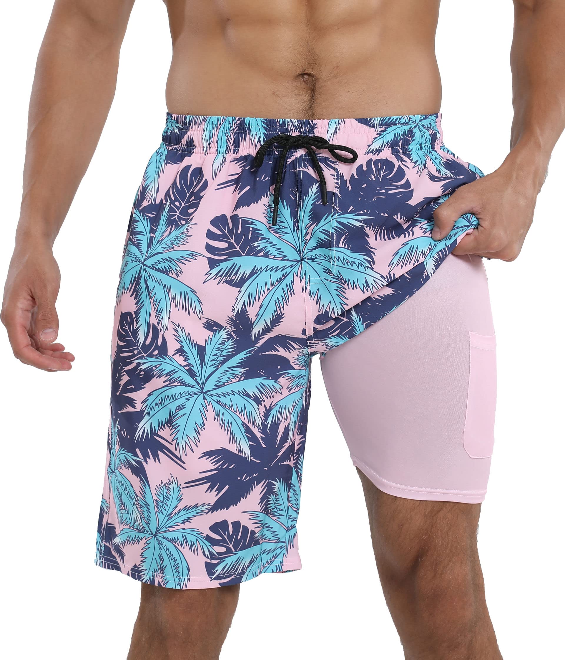 **XSKJY Men's Quick Dry Swim Trunks with Compression Liner - Lightweight Surfing & Beach Shorts for Swimming, Sports & Summer Activities**