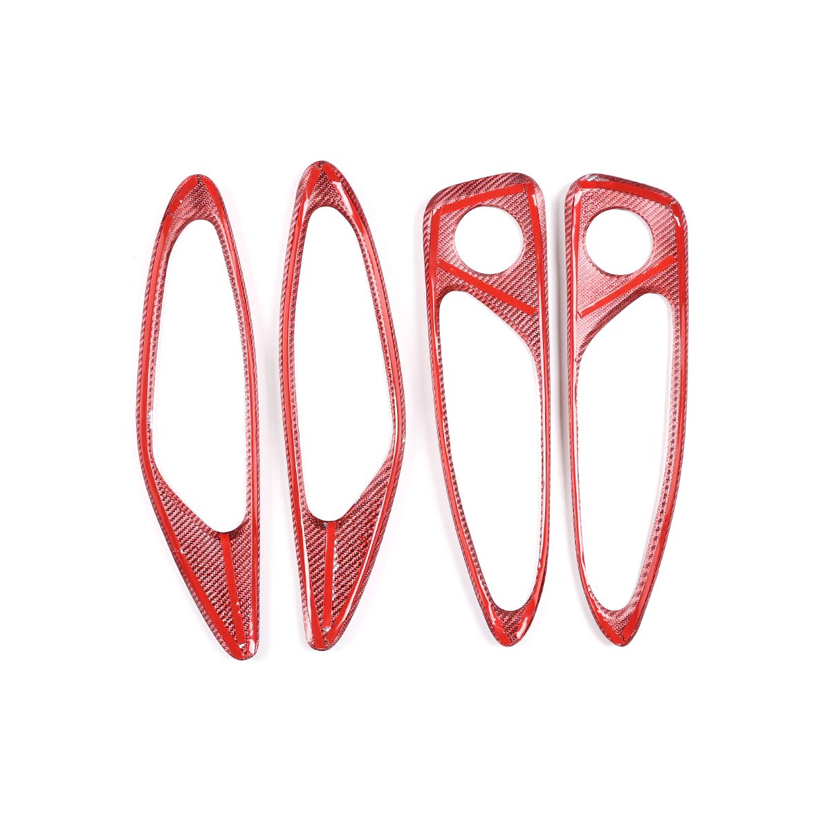 100% Real Carbon Fiber Car Interior Door Handle Frame Cover Trim Sticker for Alfa Romeo Giulia 2017-2020 - Premium Auto Accessories (Red) - Upgrade Your Luxury Car Interior & Protect Door Handles from Scratches