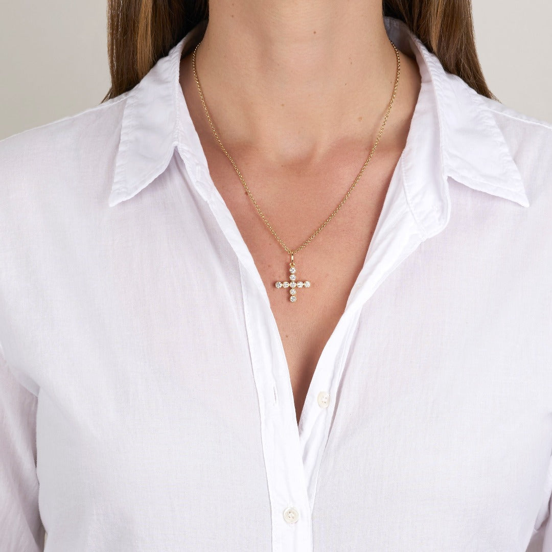 Single Stone Gabby Cross Pendant Necklace - Elegant & Minimalist Jewelry for Women | Perfect for Everyday Wear, Gifts & Special Occasions
