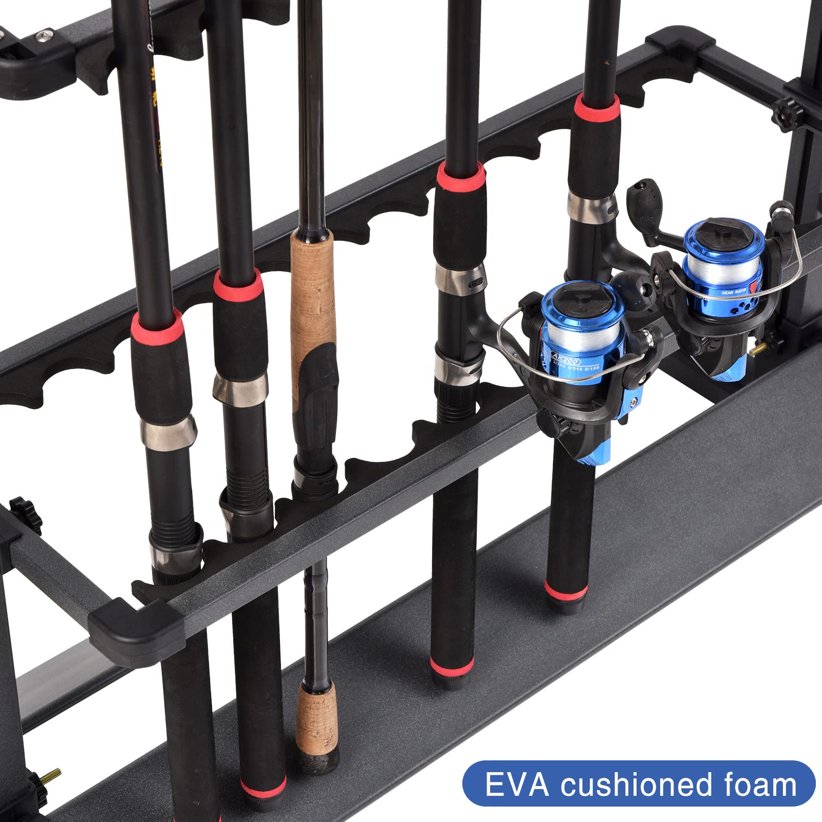 Premium Aluminum Fishing Rod Holders - Heavy Duty Portable Fishing Pole Rack for 24 Rods - Vertical Ground Display Stand for Bass, Kayak & Boat Fishing Gear Storage
