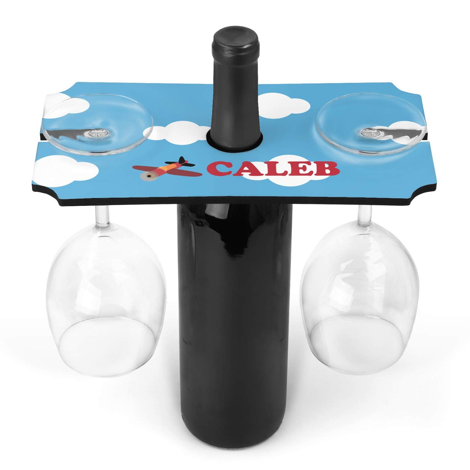 Personalized Airplane Wine Bottle & Glass Holder - Custom Engraved Gift for Aviation Lovers - Perfect for Travel, Home Bar & Flight Attendant Gifts