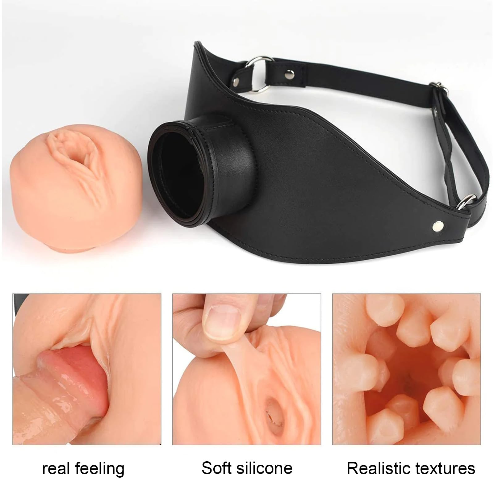 Premium PU Leather BDSM Mouth Gag for Oral Sex & Deep Throat Play - Adjustable Locking Muzzle for Bondage, Fetish & Adult Games - Perfect for Couples, Roleplay & Sensual Exploration