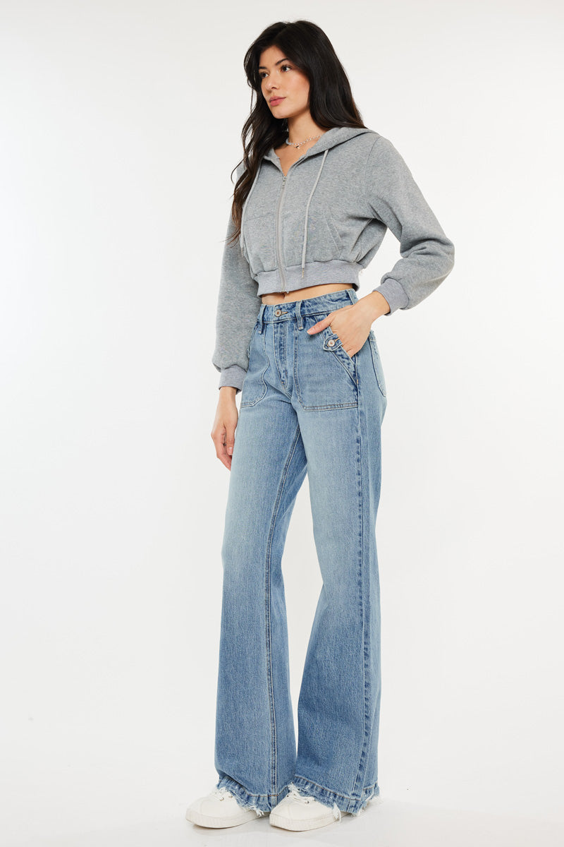Yezmin High Rise Wide Flare Jeans for Women - Stretchy Denim Pants with Bootcut Fit | Perfect for Casual Wear, Office & Date Nights