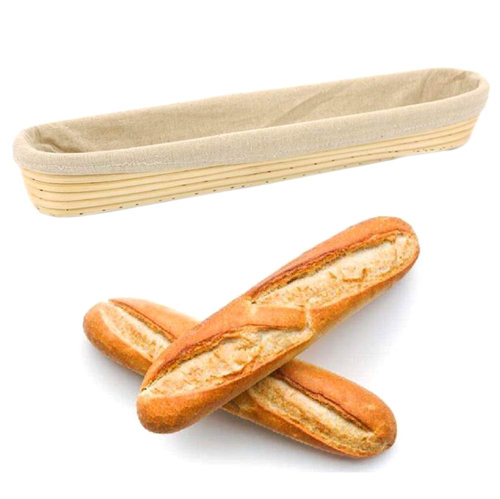 16.93 Inch Natural Rattan Sourdough Bread Proofing Basket with Linen Liner - Long Banneton Brotform for Perfect Dough Rising | Ideal for Artisan Bread Baking, Homemade Sourdough & Professional Bakeries