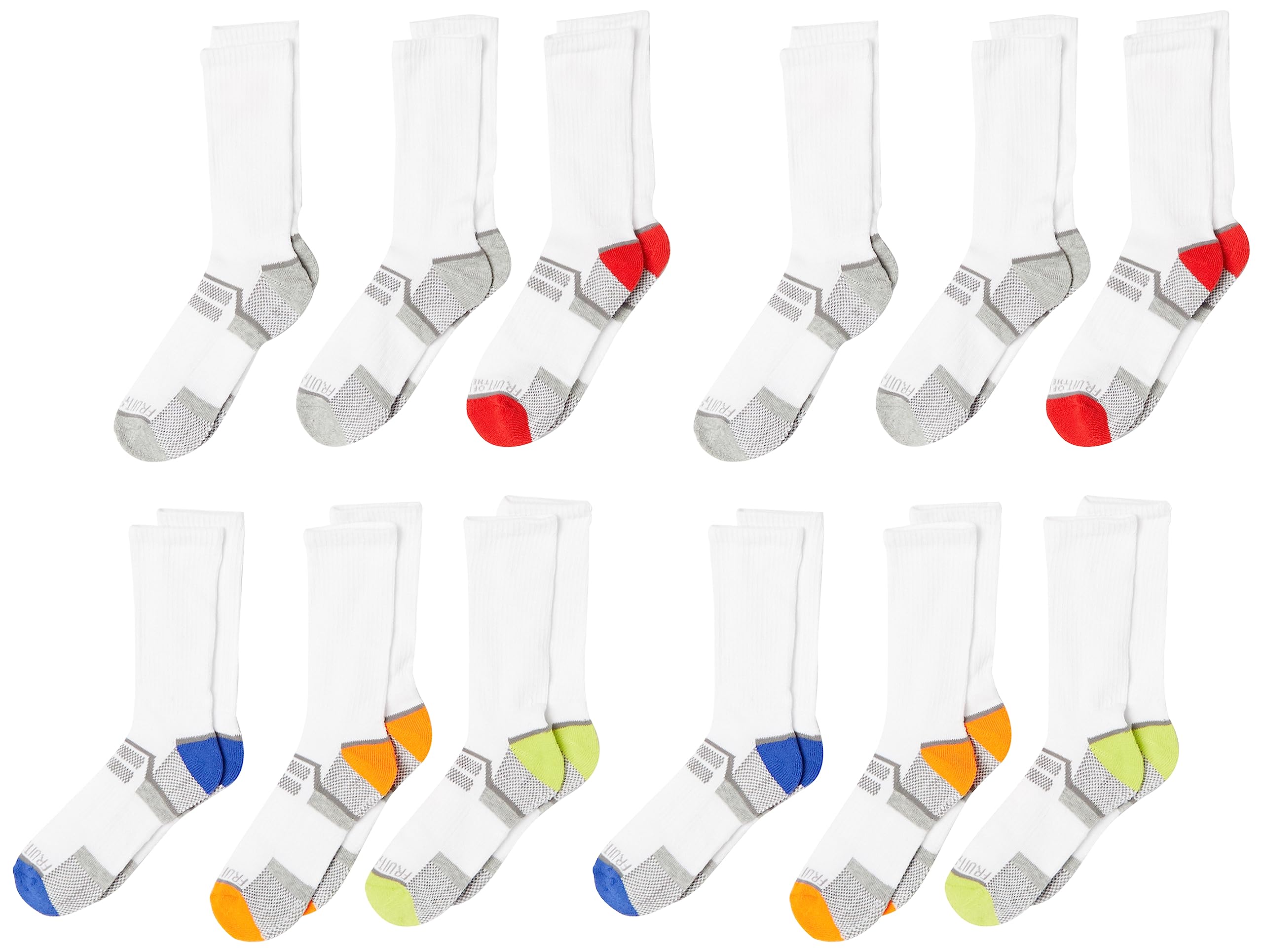 Fruit of the Loom Boys' Everyday Active Crew Socks 12-Pack - Soft Cotton Athletic Socks for Kids, Comfortable School & Sports Wear, Durable for Daily Play & Activities