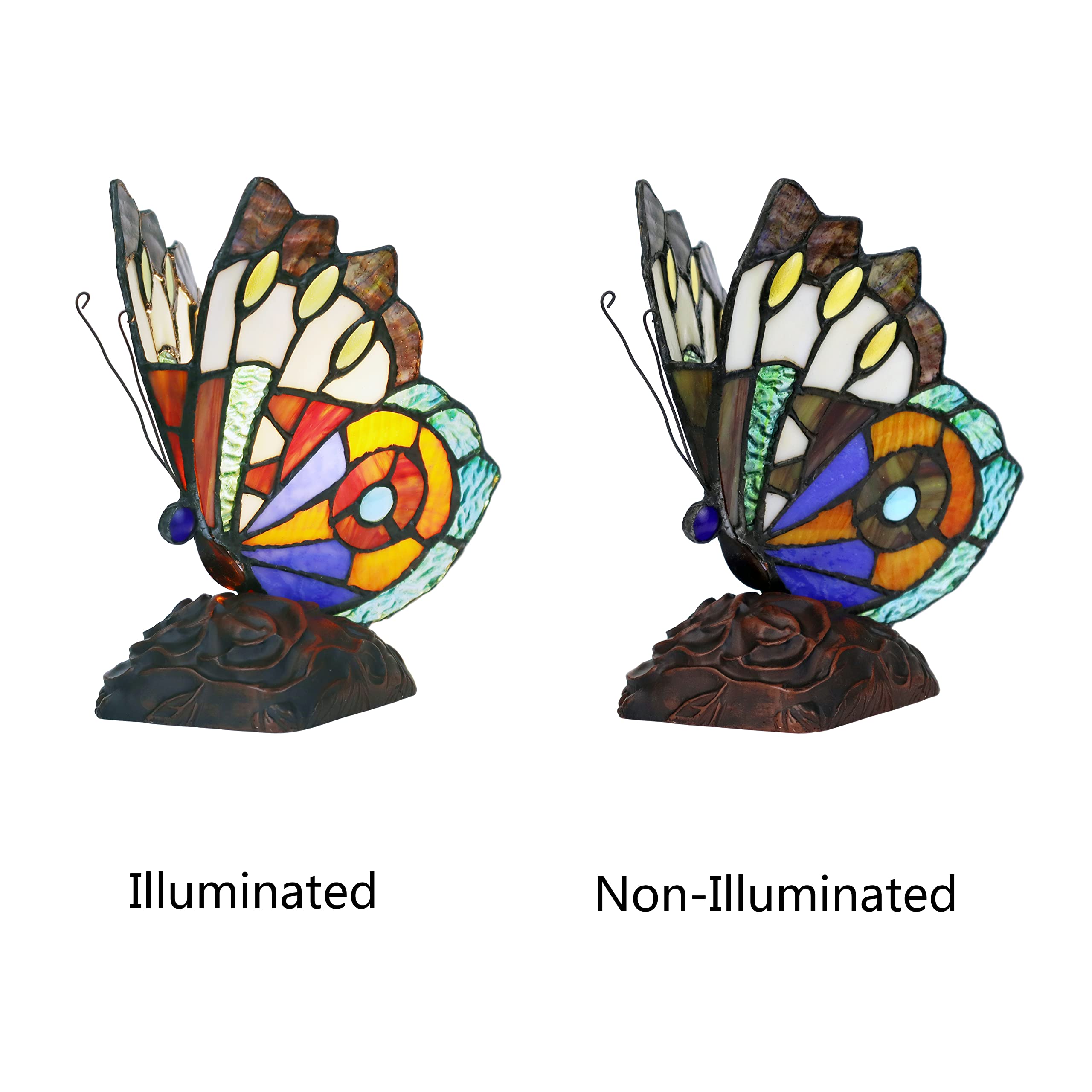 Tiffany-Style 1 Light Butterfly Accent Table Lamp 9