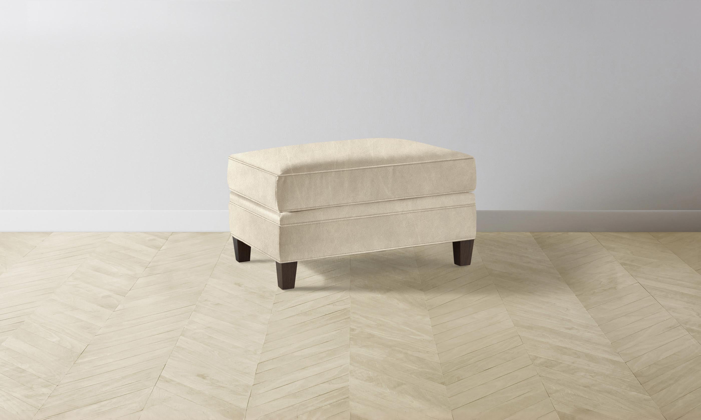Carmine Ottoman - Premium Tuscan Leather Footstool in Bisque | Elegant Living Room & Bedroom Accent for Comfort & Style