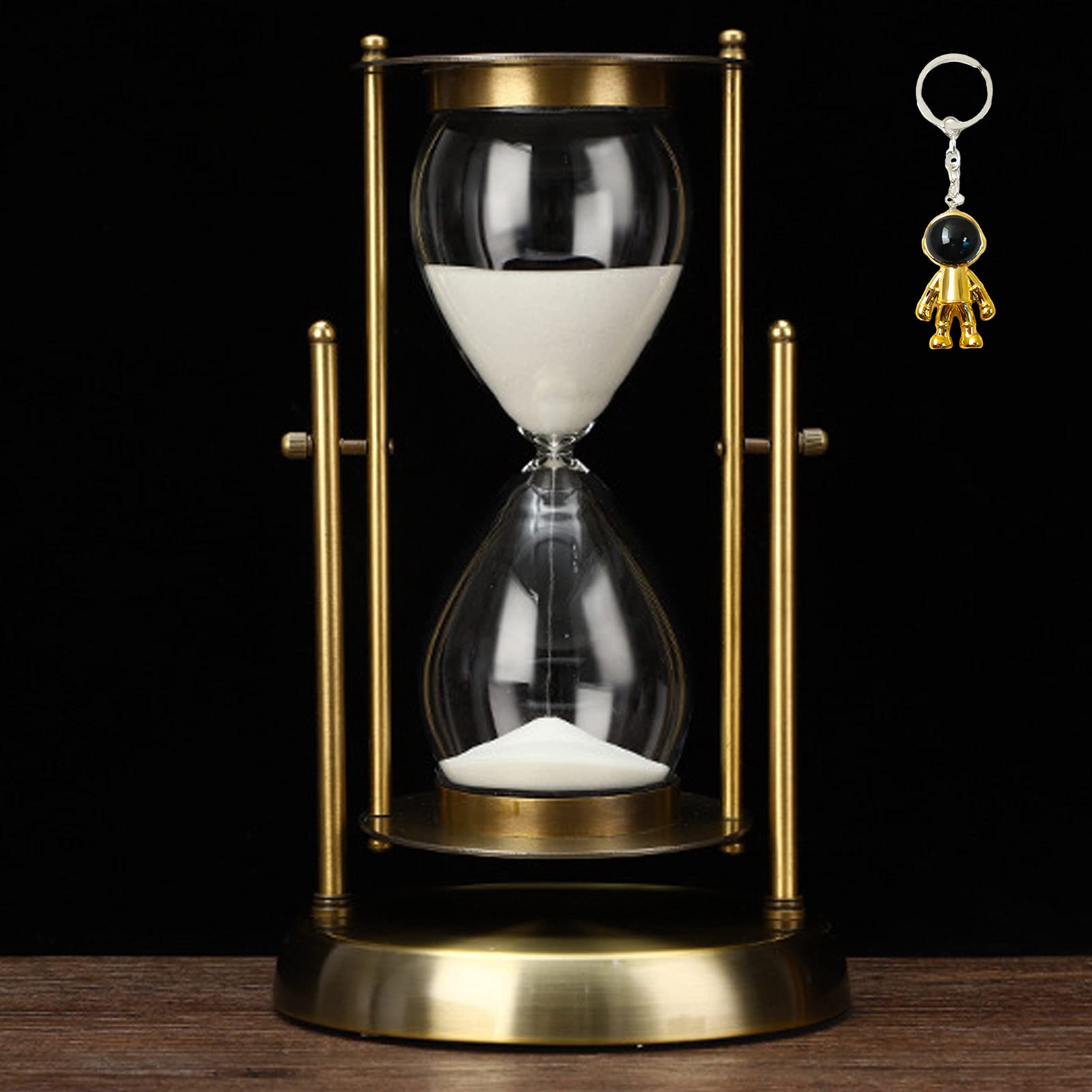 Antique Hourglass Sand Timer - 60 Minute Metal White Sand Visual Timer with 360° Rotation | Perfect for Cooking, Office, Wedding & Home Decor | Kitchen Timer, Meditation Aid & Decorative Centerpiece