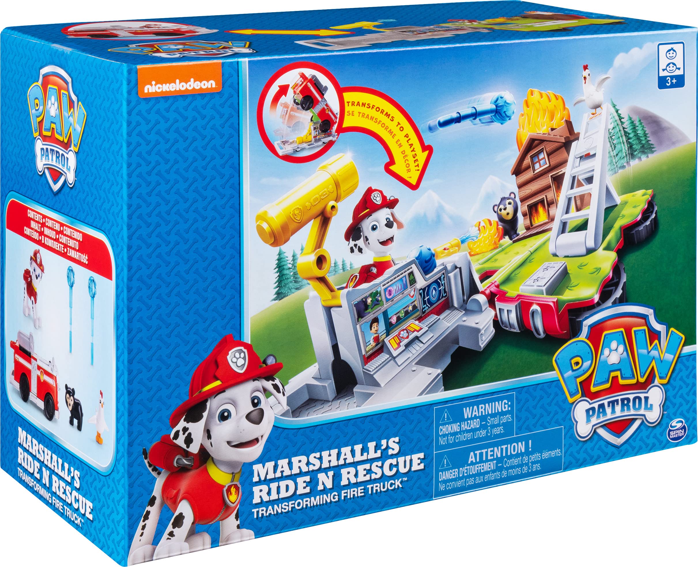 PAW Patrol Ride 'n' Rescue Marshall 2-in-1 Transforming Toy & Fire Truck for Kids Ages 3+ | Interactive Play Vehicle for Pretend Firefighter Adventures & Role Play Fun