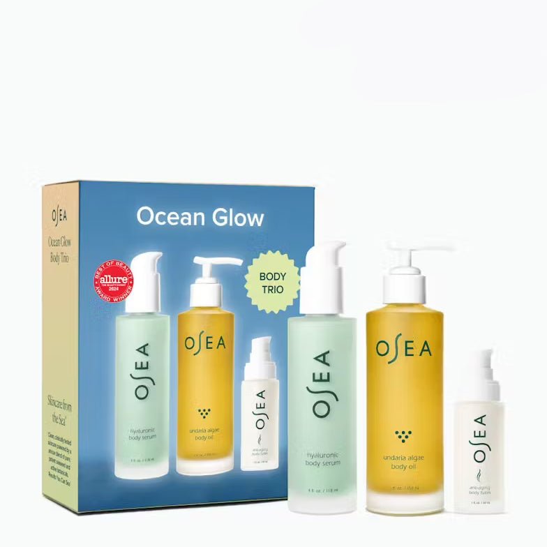Ocean Glow Body Trio Set - Hydrating Body Lotion, Exfoliating Scrub & Nourishing Oil (Value $120) | Perfect for Spa Day, Self-Care Routine & Gift Giving