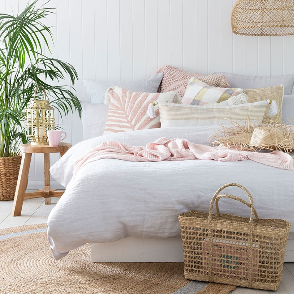 Premium French Linen Quilt Cover Set by Bambury - Ivory Queen Size Bedding Set | Luxury Soft Breathable Duvet Cover for Master Bedroom & Guest Room Decor