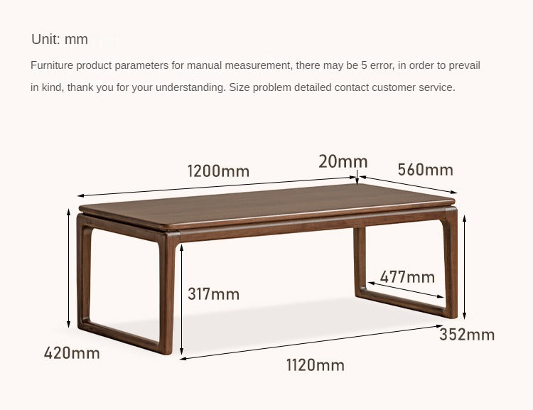 Premium Oak & Black Walnut Solid Wood Tatami Tea Table - Japanese Style Low Coffee Table for Living Room, Zen Meditation, and Tea Ceremony