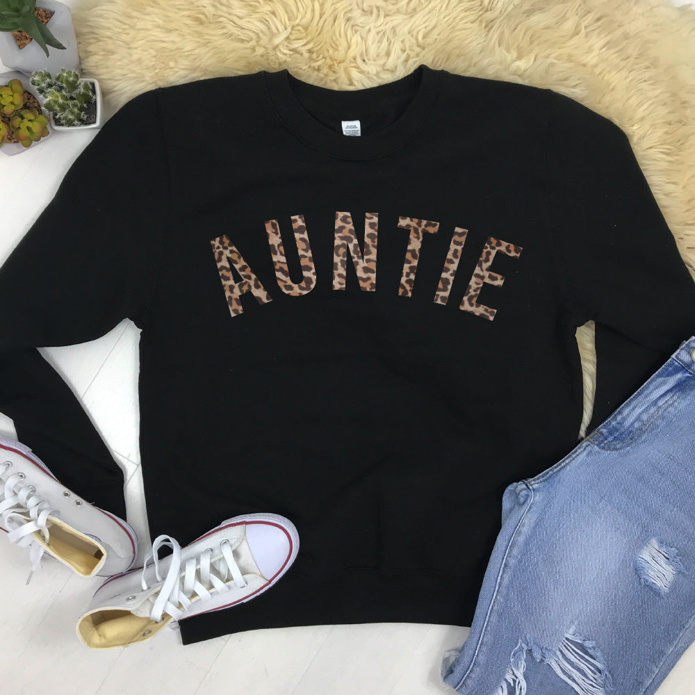 Auntie Leopard Print Women's Sweatshirt - Cozy Pullover Hoodie for Casual Wear, Street Style & Loungewear | MRK X Collection