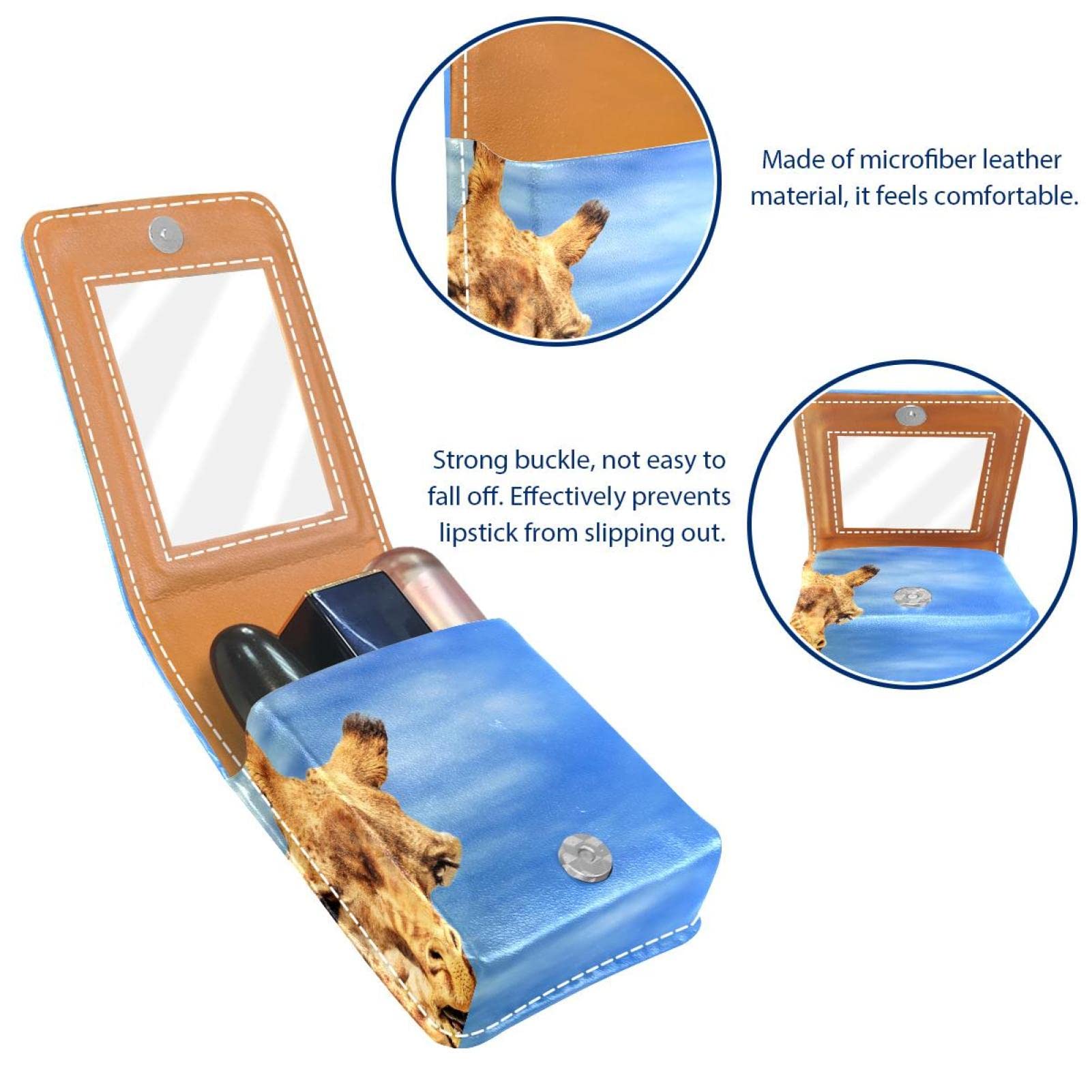 Personalized Lipstick Case - Portable Makeup Bag & Cosmetic Pouch Organizer with Blue Sky Giraffe Design | Perfect for Travel, Daily Use & Gift Giving