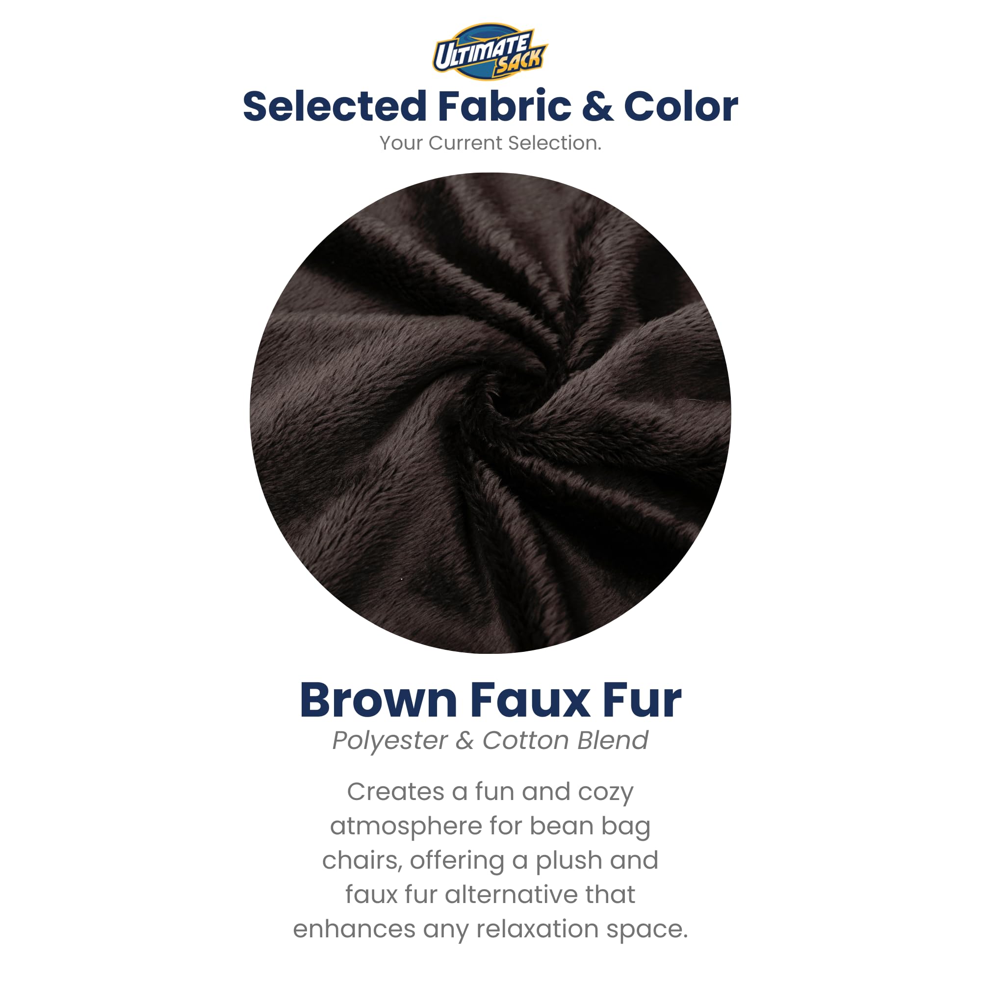 ULTIMATE SACK 4ft Oversized Bean Bag Chair for Adults - Super Soft Brown Fur Beanbag Couch, Lounge Sofa & Loveseat | Perfect for Living Room, Game Room & Dorm Relaxation