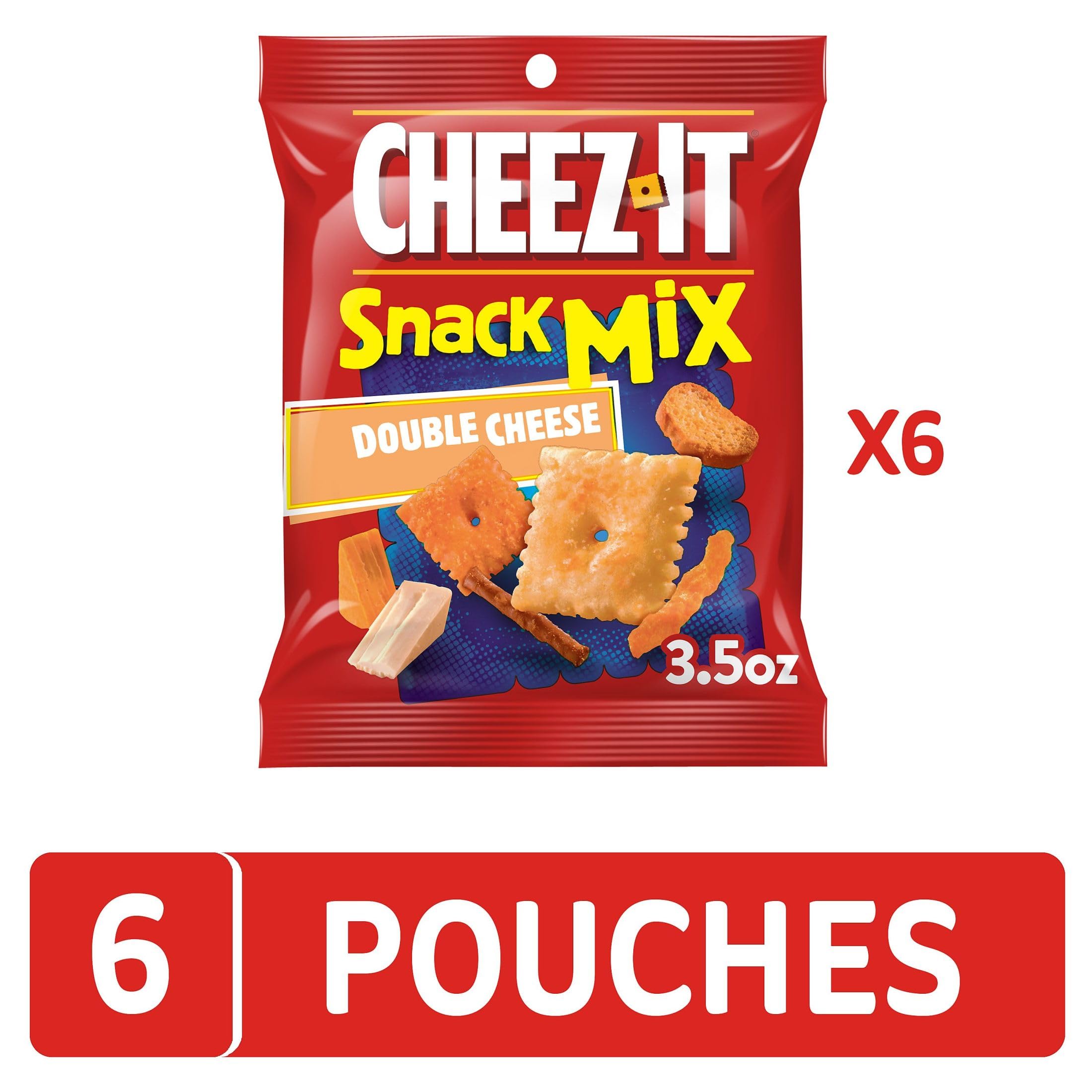 Cheez-It Double Cheese Snack Mix - 6 Individual Pouches | Perfect for School Lunches, Office Snacks & On-the-Go Munching