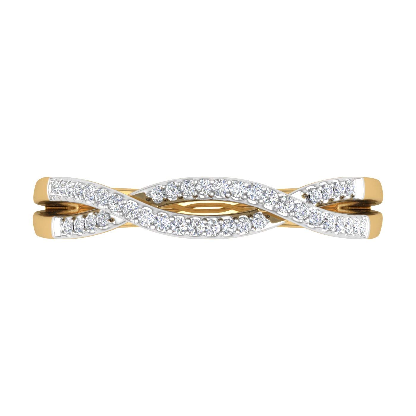 10K Gold Diamond Twisted Wedding Band Ring for Women - 0.13 Carat Genuine Diamond Eternity Ring - Perfect for Engagement, Anniversary & Bridal Jewelry Gifts