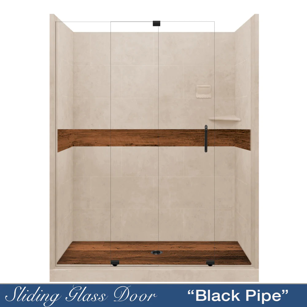 Lifeproof Burnt Oak Brown Sugar 60-Inch Alcove Stone Shower Enclosure Kit - Waterproof Bathroom Upgrade for Modern Homes