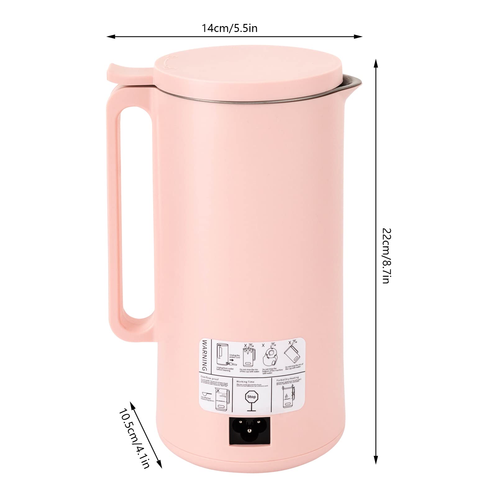 **350ml/11oz Smart Soymilk Maker - 100℃/212℉ Auto Heating, Self-Cleaning, 12H Timer, 27500RPM Blender - PP & Stainless Steel Nut Milk Machine for Smoothies, Coffee, Baby Food & Healthy Breakfast (Pink)**
