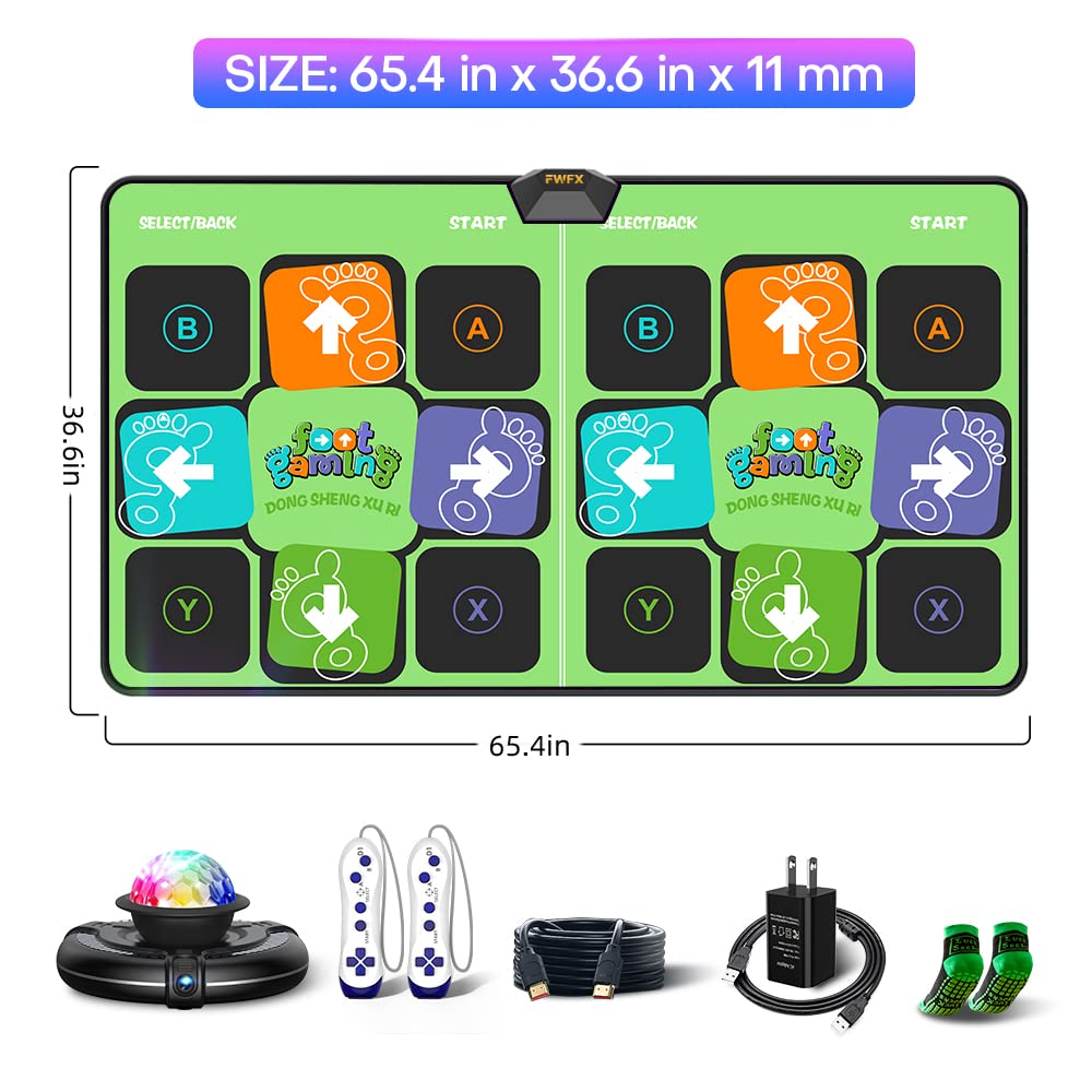 Wireless Dance Mat for Adults & Kids - Double Player TV Dance Pad with Smart Camera | Plug & Play Electronic Dance Game for Family Fitness & Fun | Perfect for Christmas & Birthday Gifts | Home Exercise & Party Entertainment