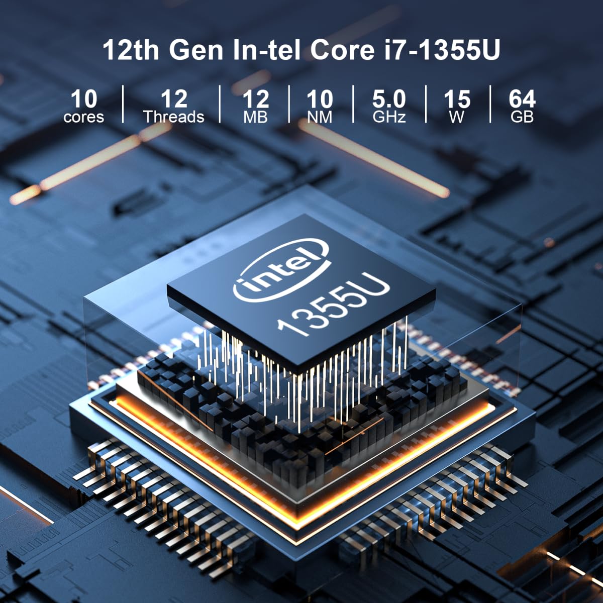 VENOEN Fanless Mini PC 13th Gen Intel Core i7-1355U, 32GB RAM 1TB SSD, Triple Display (HDMI/DP/USB-C), Dual 2.5G LAN, WiFi 6, BT 5.2 - Compact Desktop Computer for Home Office, Digital Signage & Media Center