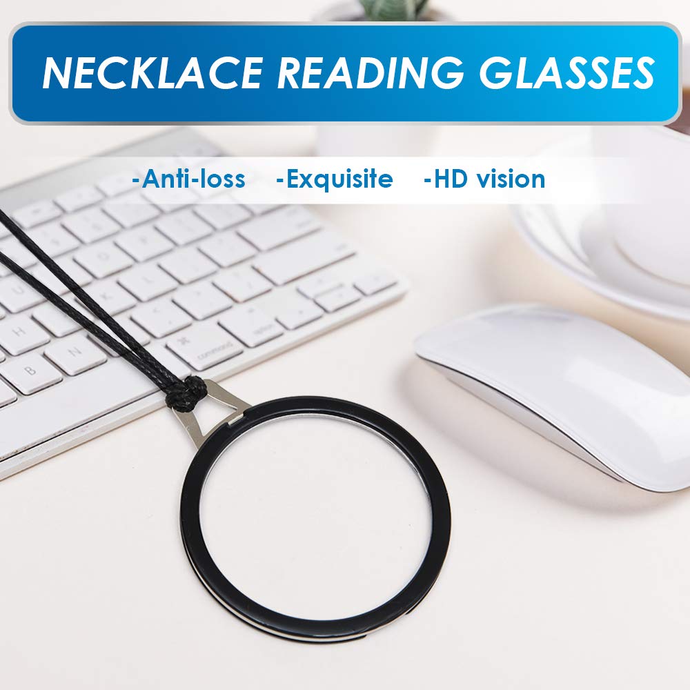 TERAISE Lightweight Reading Glasses Pendant Necklace - Anti-Loss Readers with Case for Women | Perfect for Reading, Travel & Everyday Use