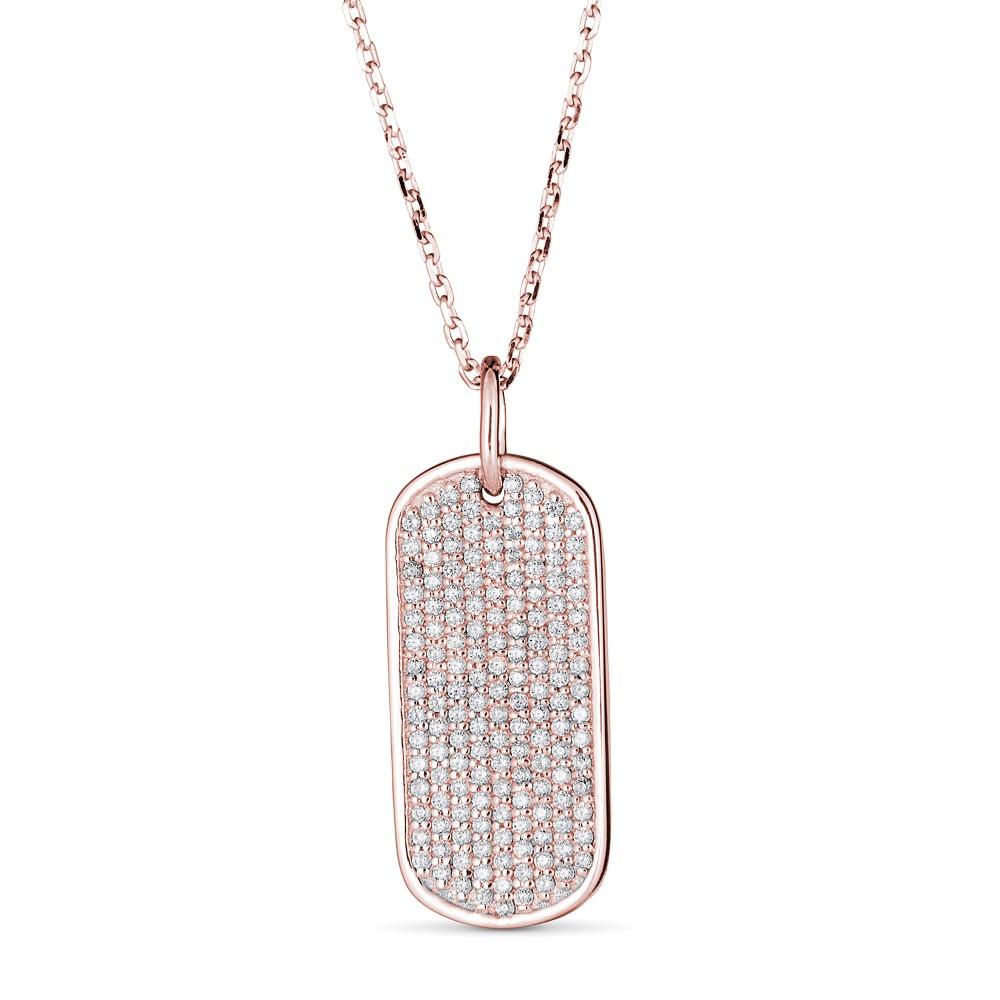 14K Gold 0.35 CTW Diamond Pavé Dog Tag Necklace for Men & Women - Elegant Everyday Jewelry Gift for Birthday, Anniversary & Special Occasions