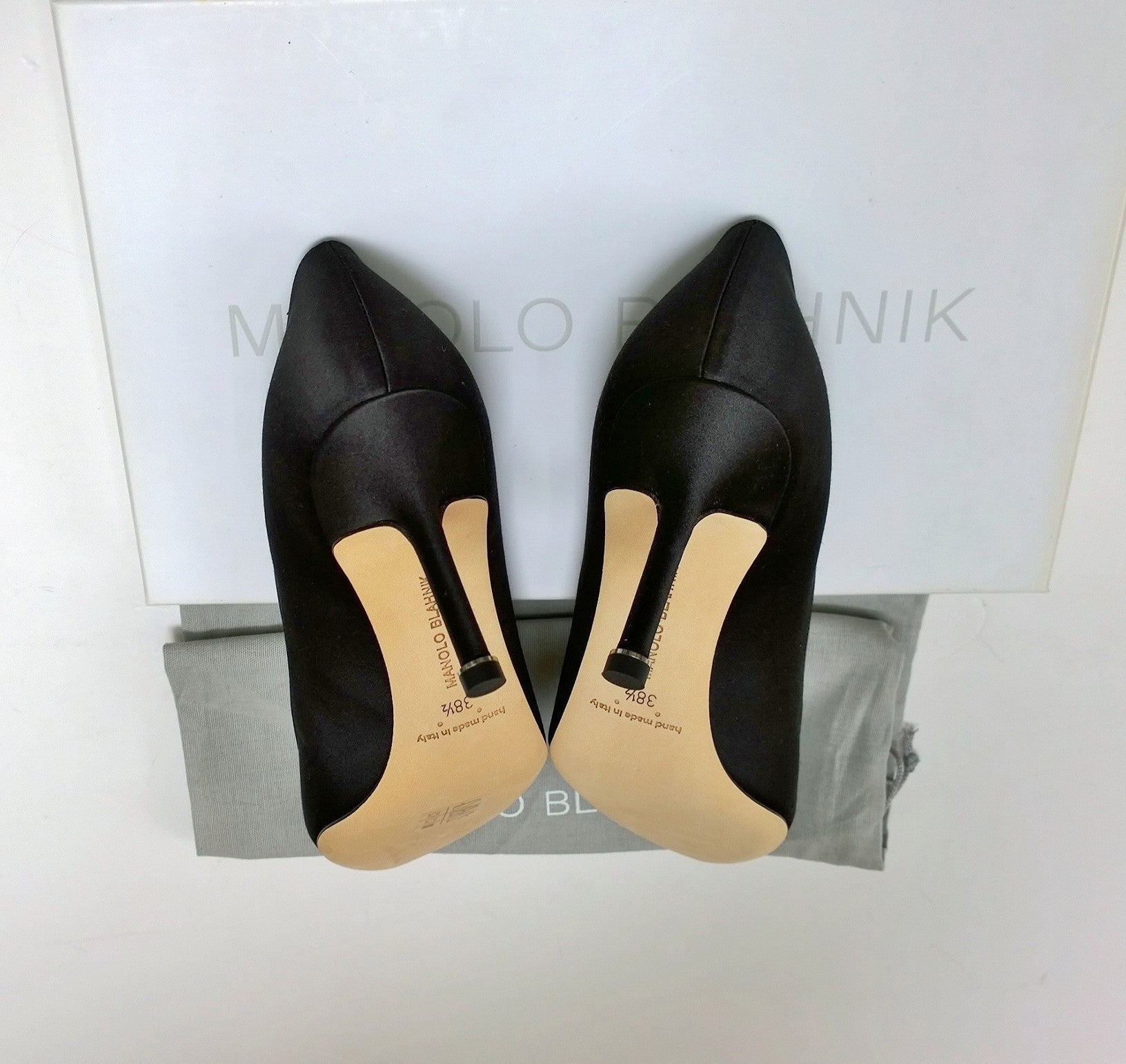 Manolo Blahnik Hangisi 70mm Black Satin Pumps with Rhinestone Buckle - Elegant Evening Heels for Weddings, Parties & Special Occasions