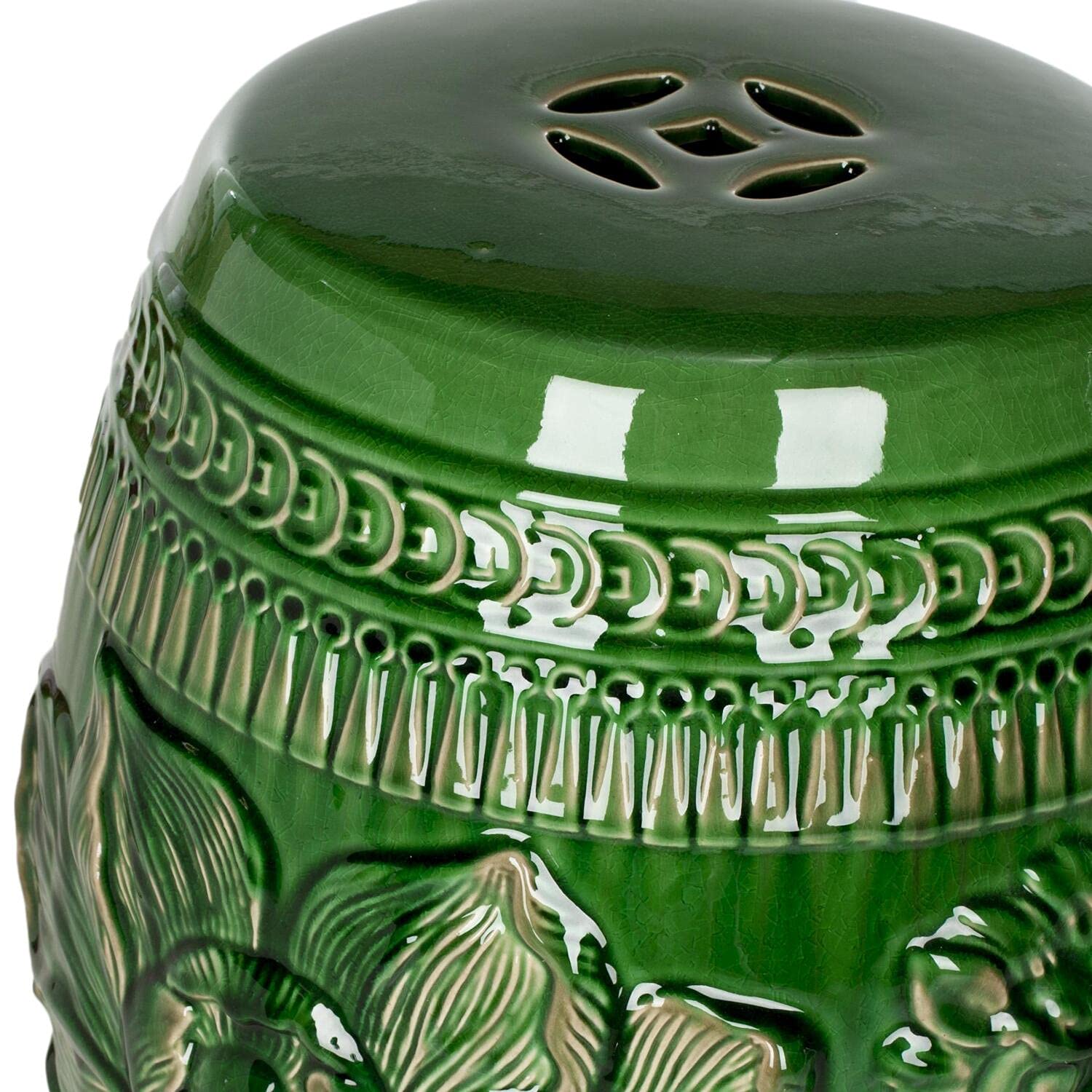 SAFAVIEH ACS4505A Chinese Dragon Ceramic Garden Stool - Handcrafted Decorative Outdoor Seat in Emerald Green | Perfect for Patio, Porch & Asian-Inspired Landscaping