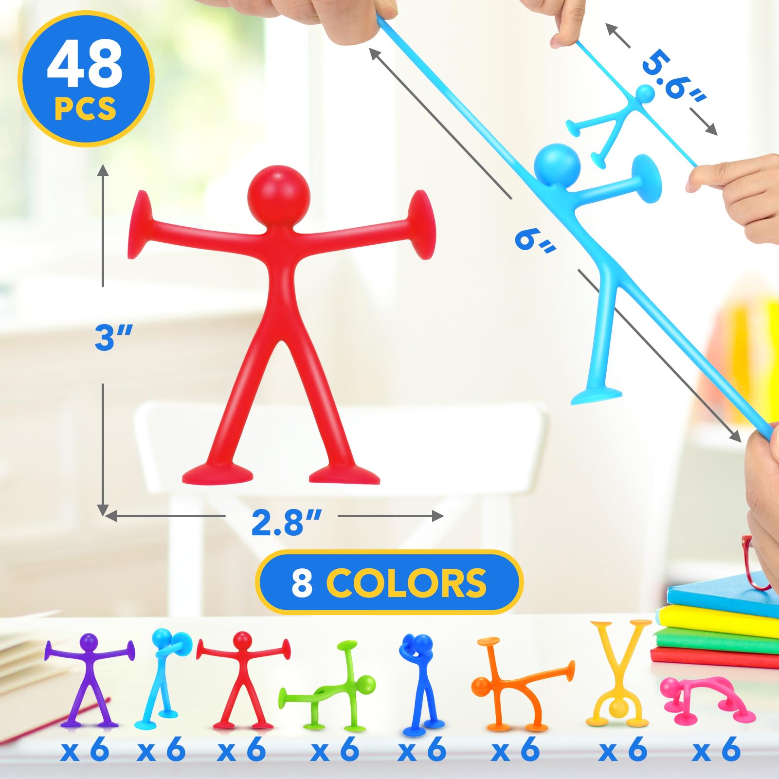 48 Pack Suction Cup Sensory Fidget Toys for Kids with Autism & ADHD - Stress Relief Sensory Toys for Ages 3+, Travel Fidget Toys for Boys and Girls - Perfect for Classroom, Car Rides & Anxiety Relief