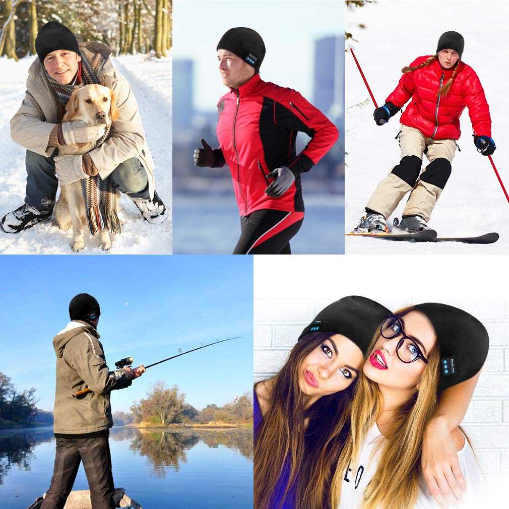 Wireless Bluetooth Beanie Hat with Built-in Headphones - Warm Winter Tech Gift for Men & Women - Perfect for Running, Skiing, and Outdoor Activities