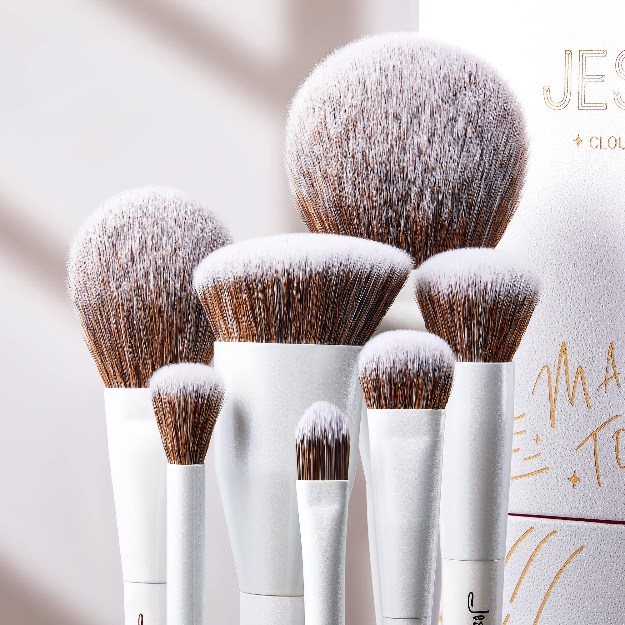 Jessup 14-Piece Premium Synthetic Makeup Brush Set - Foundation, Concealer, Blush, Contour, Powder & Eyeshadow Blending Brushes (Pearl White T343) - Perfect for Professional Makeup Artists & Beginners for Flawless Daily & Special Occasion Looks