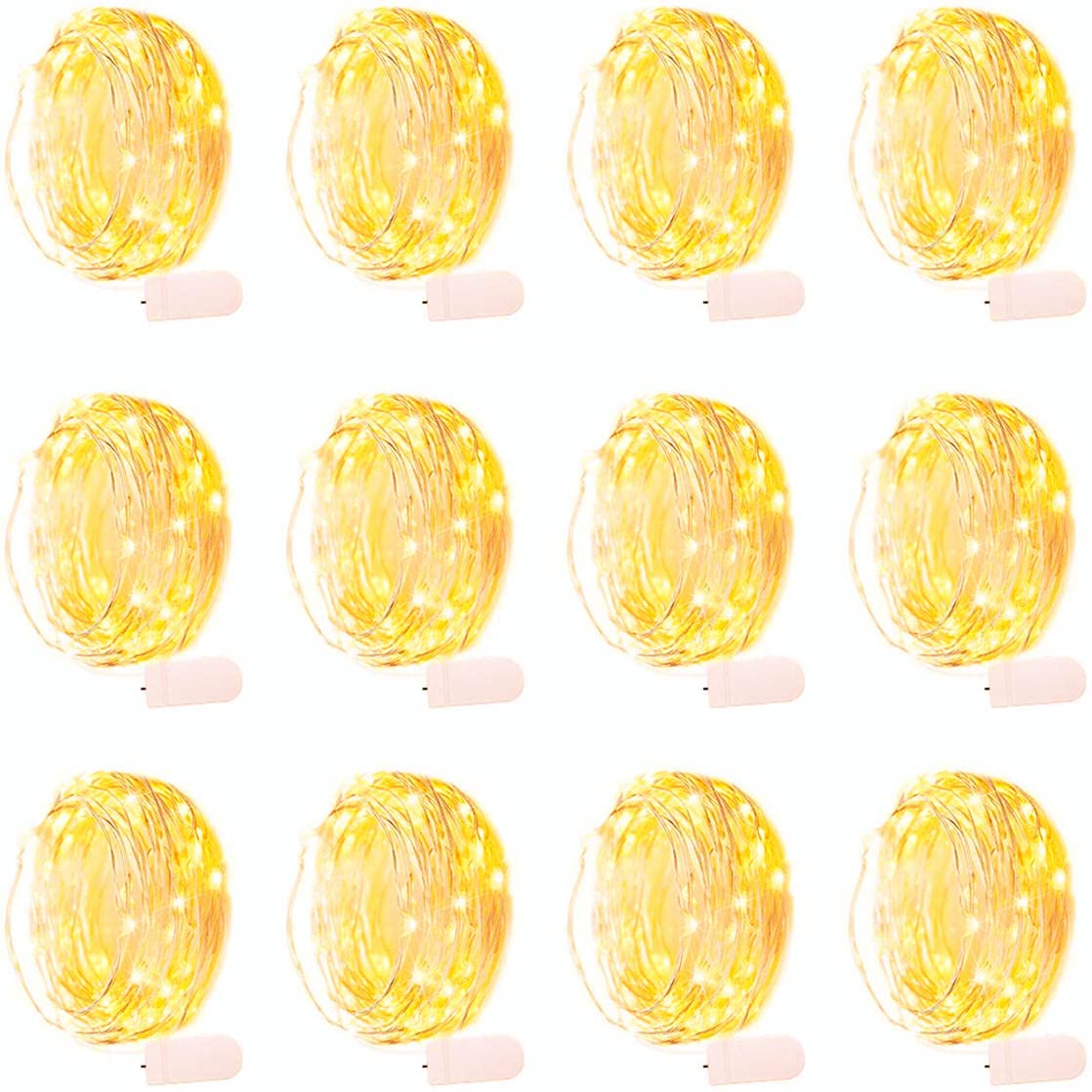 12 Pack 20 LED 7ft Silver Wire Fairy String Lights - Waterproof Battery Operated Indoor/Outdoor Decorative Lights for Garden, Home, Party, Wedding & Festival (Warm White) | Perfect for Backyard, Patio, Christmas Tree & Bedroom Decor