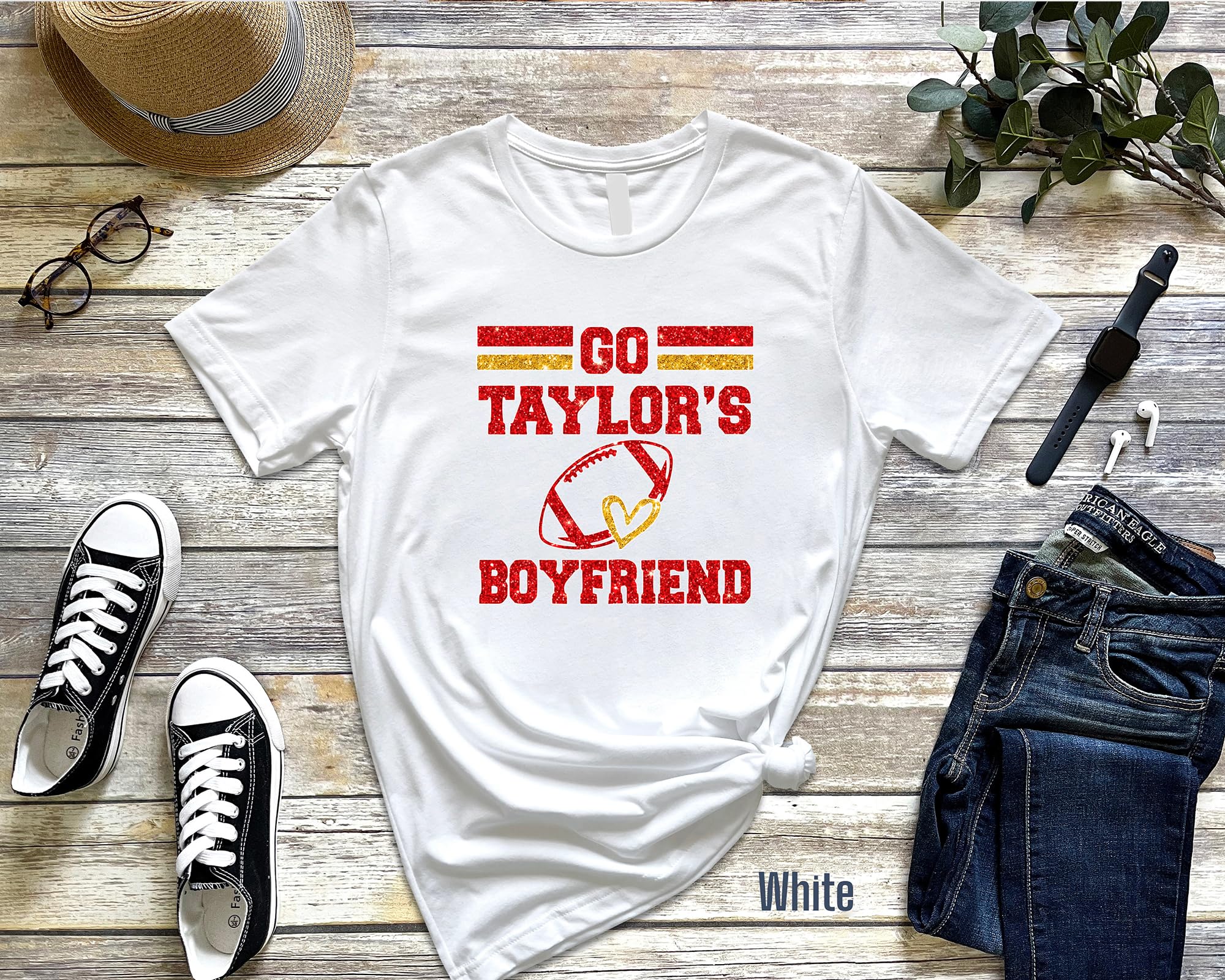 Funny Football T-Shirt for Men - Go Taylor's Boyfriend Shirt & Travis Kelce Fan Tee - Perfect Game Day Outfit for NFL Fans & Football Lovers - Great for Tailgating, Watch Parties & Sports Events