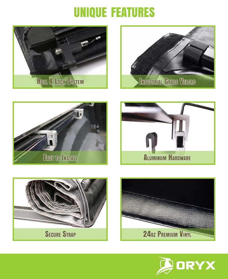 ORYX Soft Roll Up Tonneau Cover for 2019-2021 Jeep Gladiator (JT) | Waterproof Truck Bed Cover | Easy Installation & Secure Protection | Perfect for Camping, Hauling & Outdoor Adventures