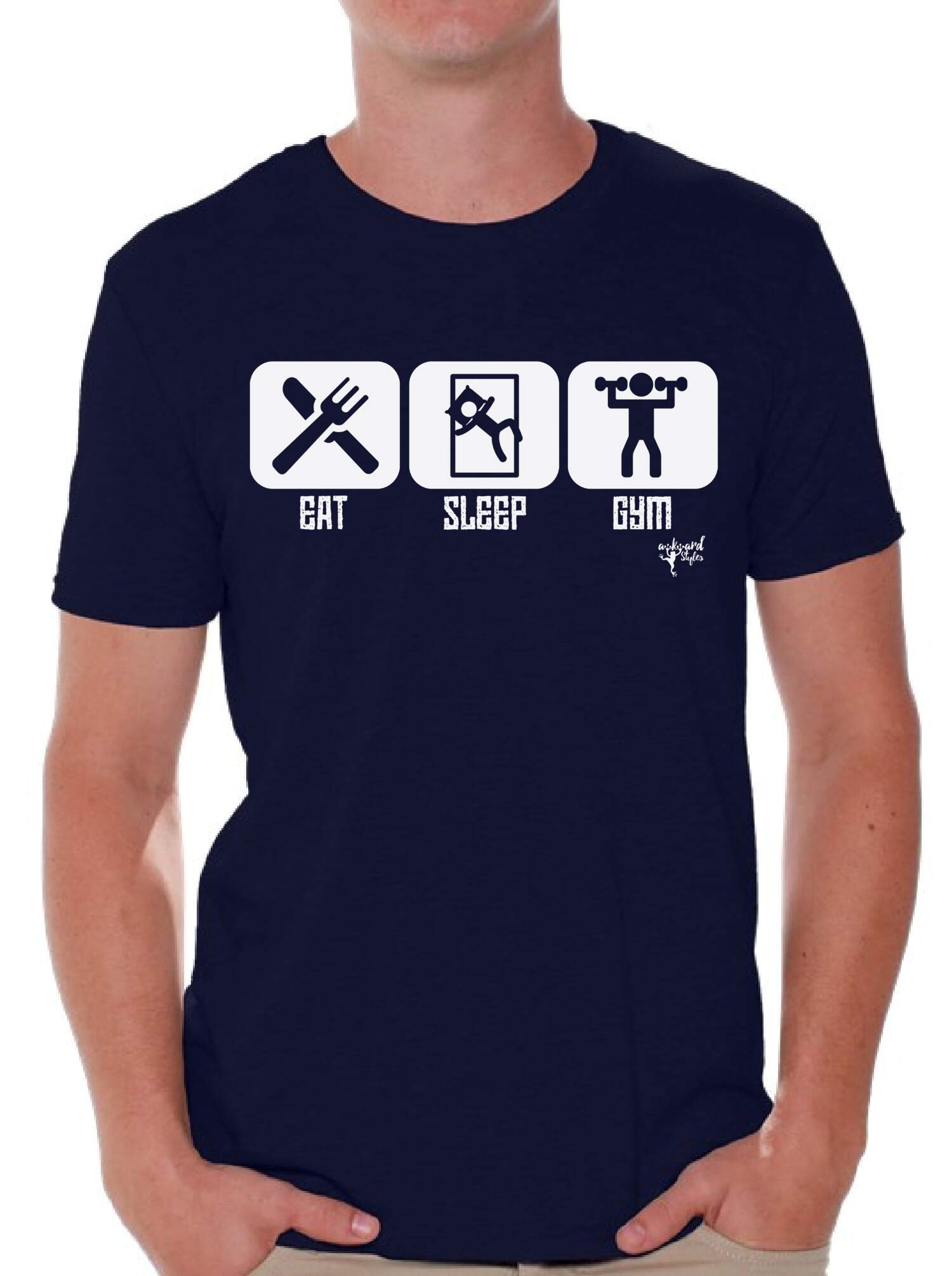 Funny Eat Sleep Gym T-Shirt for Men & Women - White Workout Motivational Quote Tee - Perfect for Gym, Fitness & Casual Wear