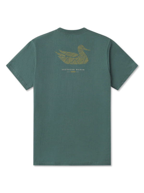 Southern Marsh Duck Originals Woodcut Tee - Premium Hunter Green Cotton T-Shirt for Men | Outdoor Hunting & Casual Wear