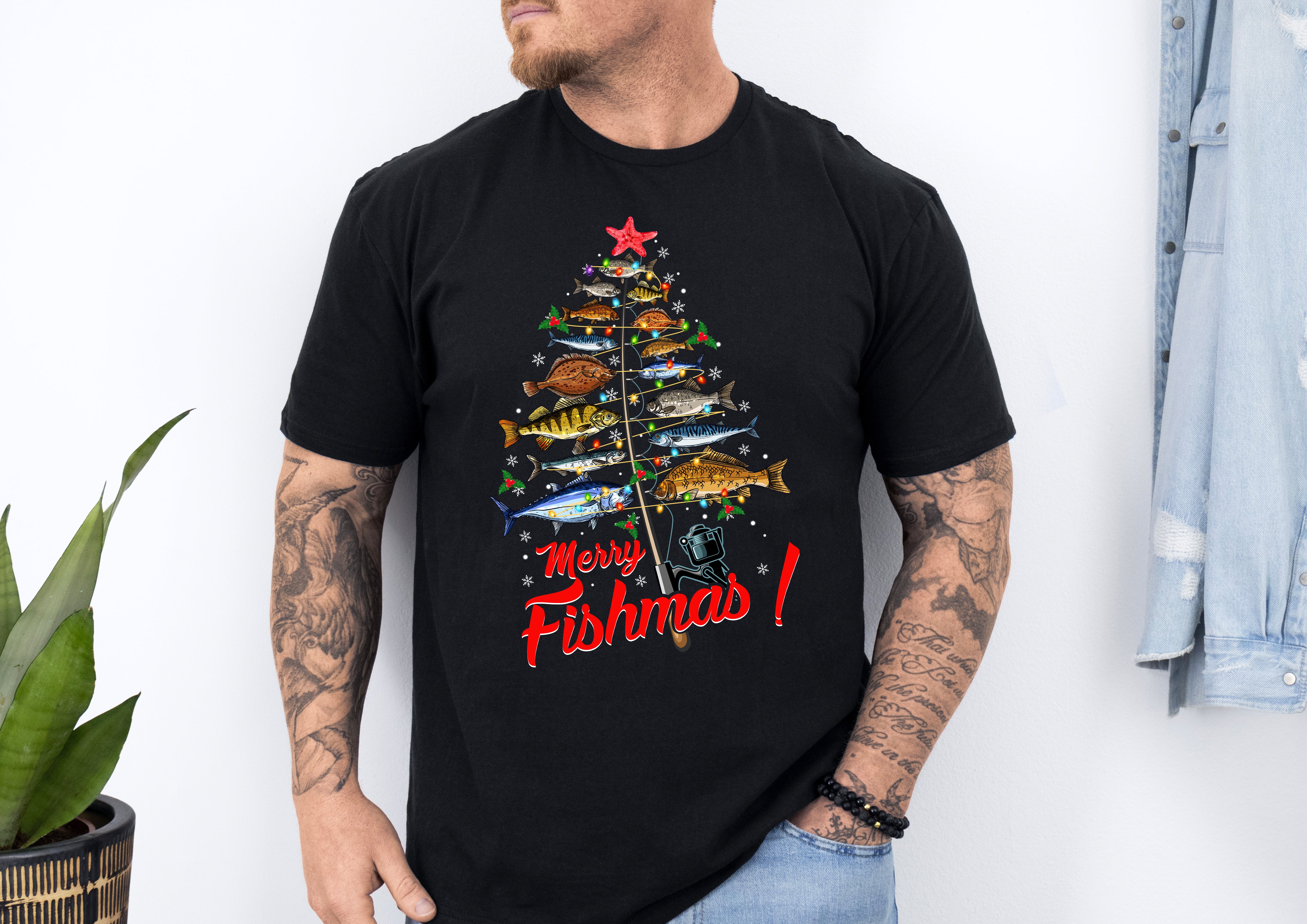 Merry Fishmas T-Shirt - Fun Holiday Graphic Tee for Men & Women | Christmas Fishing Gift Idea | Perfect for Parties & Outdoor Activities