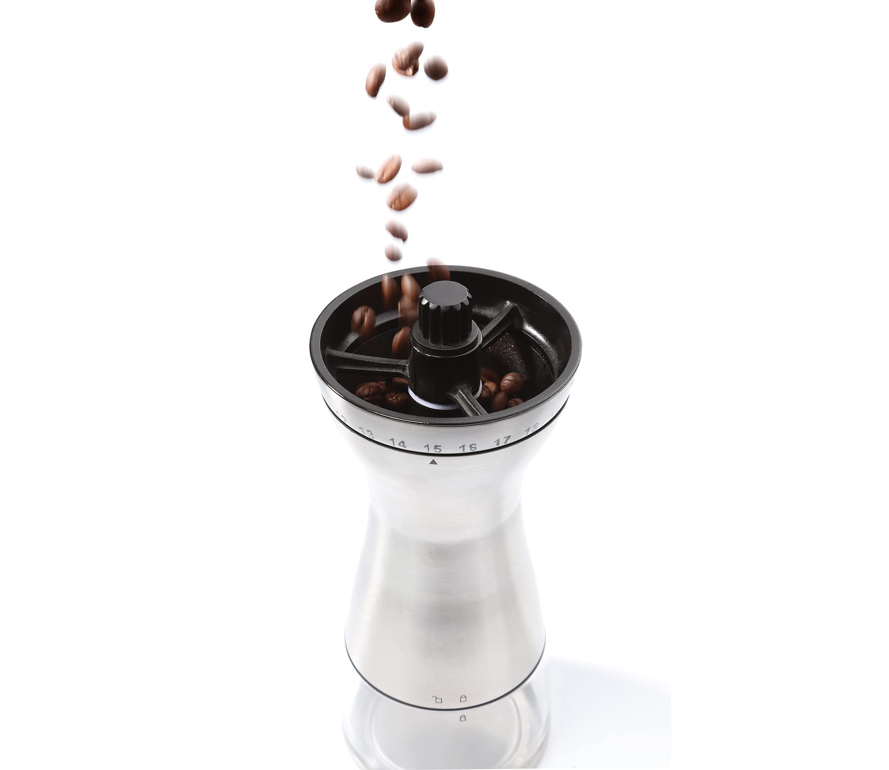 Zassenhaus Manaos Manual Coffee Grinder - Premium Stainless Steel Hand Mill - 2.5oz Capacity, 9.5-Inch Height for Fresh Ground Coffee - Perfect for Home, Office, Camping & Travel Use