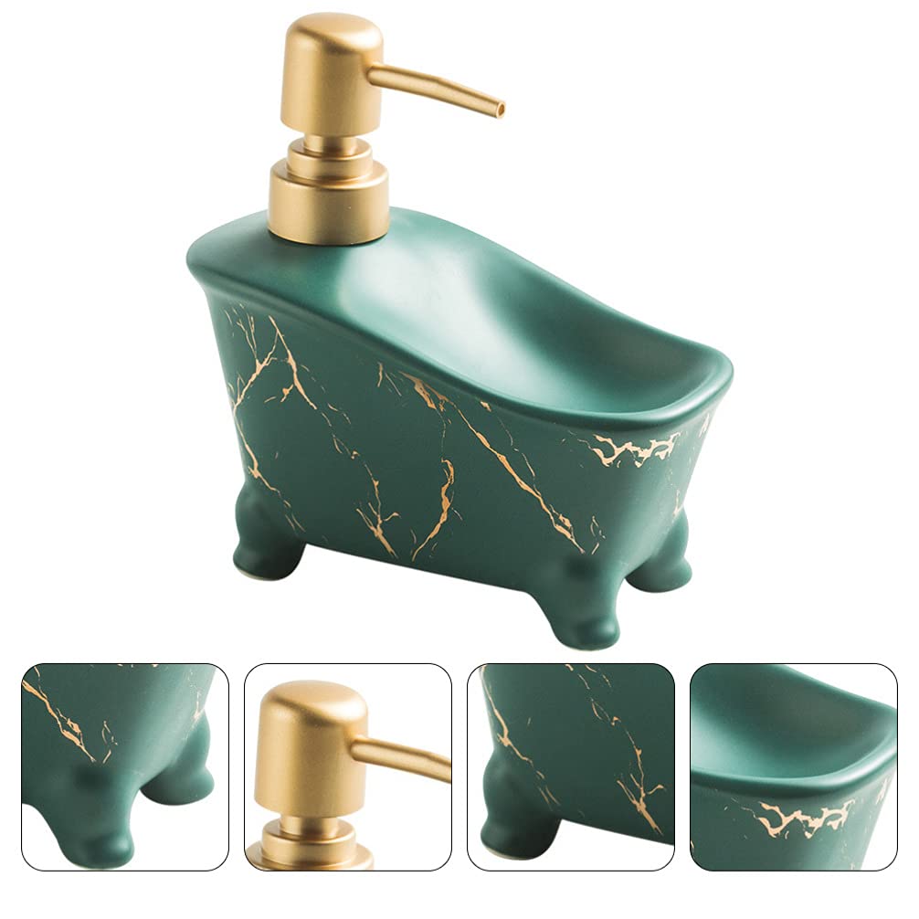 1pc Ceramic Pump Bottle - Empty Lotion Dispenser for Shower Gel, Shampoo & Liquid Soap | Bathroom Organizer with Soap Tray | Perfect for Spa, Salon & Home Bathroom Decor