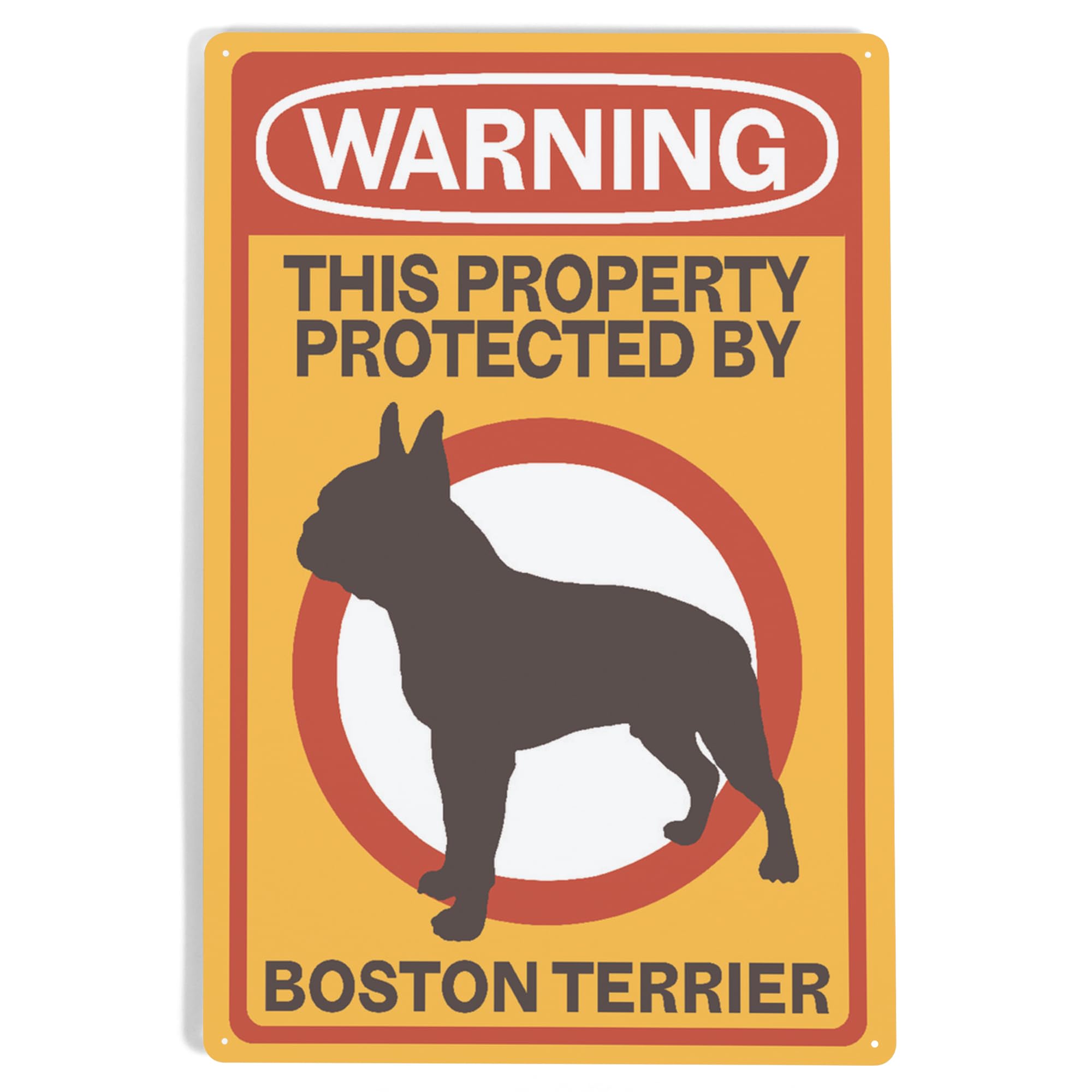 Lantern Press 12x18 Inch Vintage Metal Wall Sign - Boston Terrier Dog Lover Gift with 'Warning' Design - Perfect for Home Decor, Man Cave, Bar, or Garage