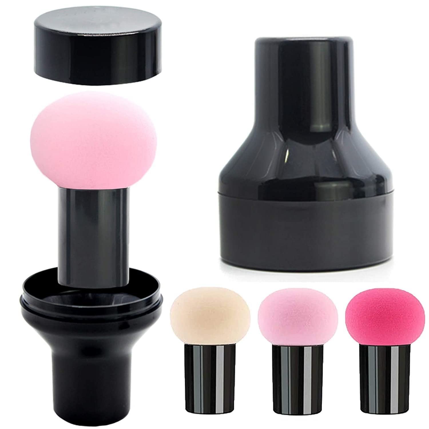 Premium Foundation Blending Sponge - Soft Mushroom Puff Makeup Beauty Blender with Ergonomic Handle for Flawless Liquid & Powder Application - Perfect for Daily Makeup, Contouring & Professional Use