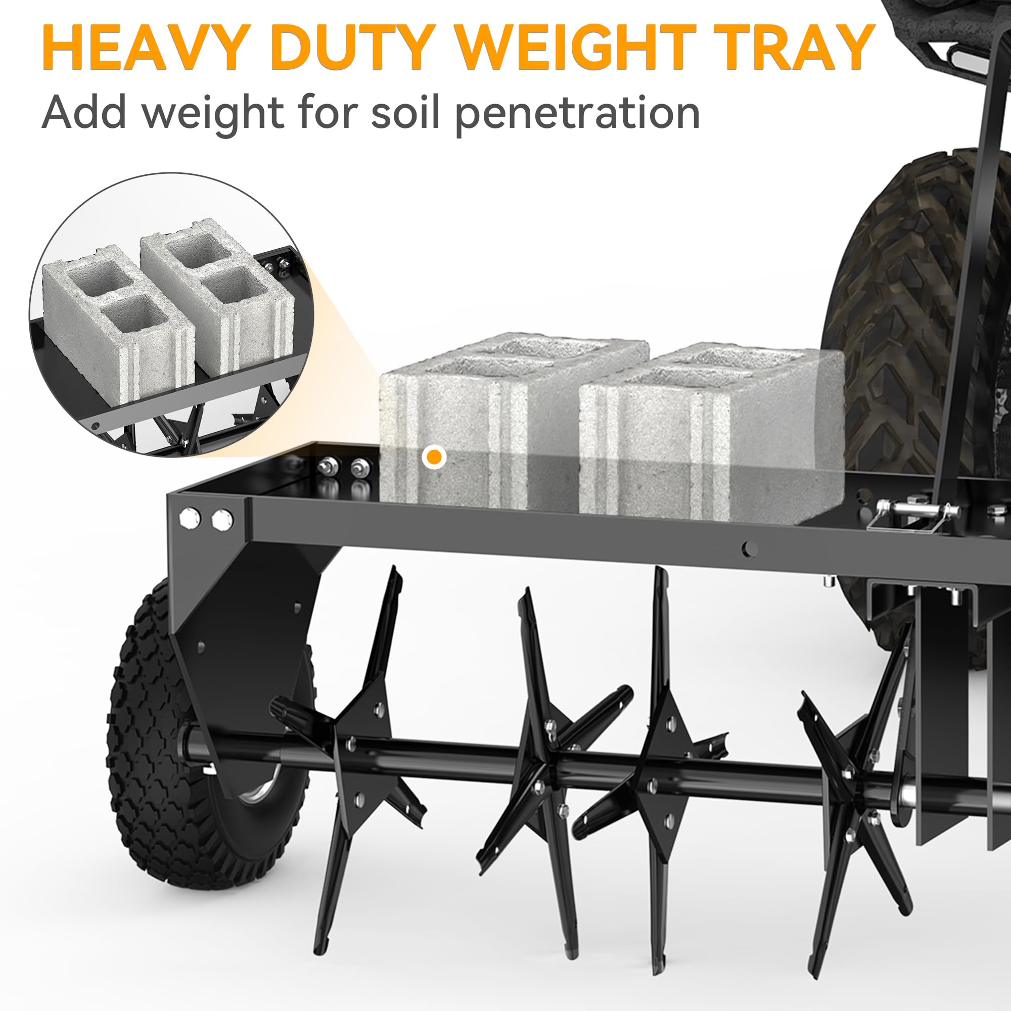 YINTATECH 48 Inch Heavy Duty Lawn Aerator with Universal Hitch - Tow Behind Plug Aerator for Healthier Grass - Perfect for Lawn Care, Golf Courses & Sports Fields