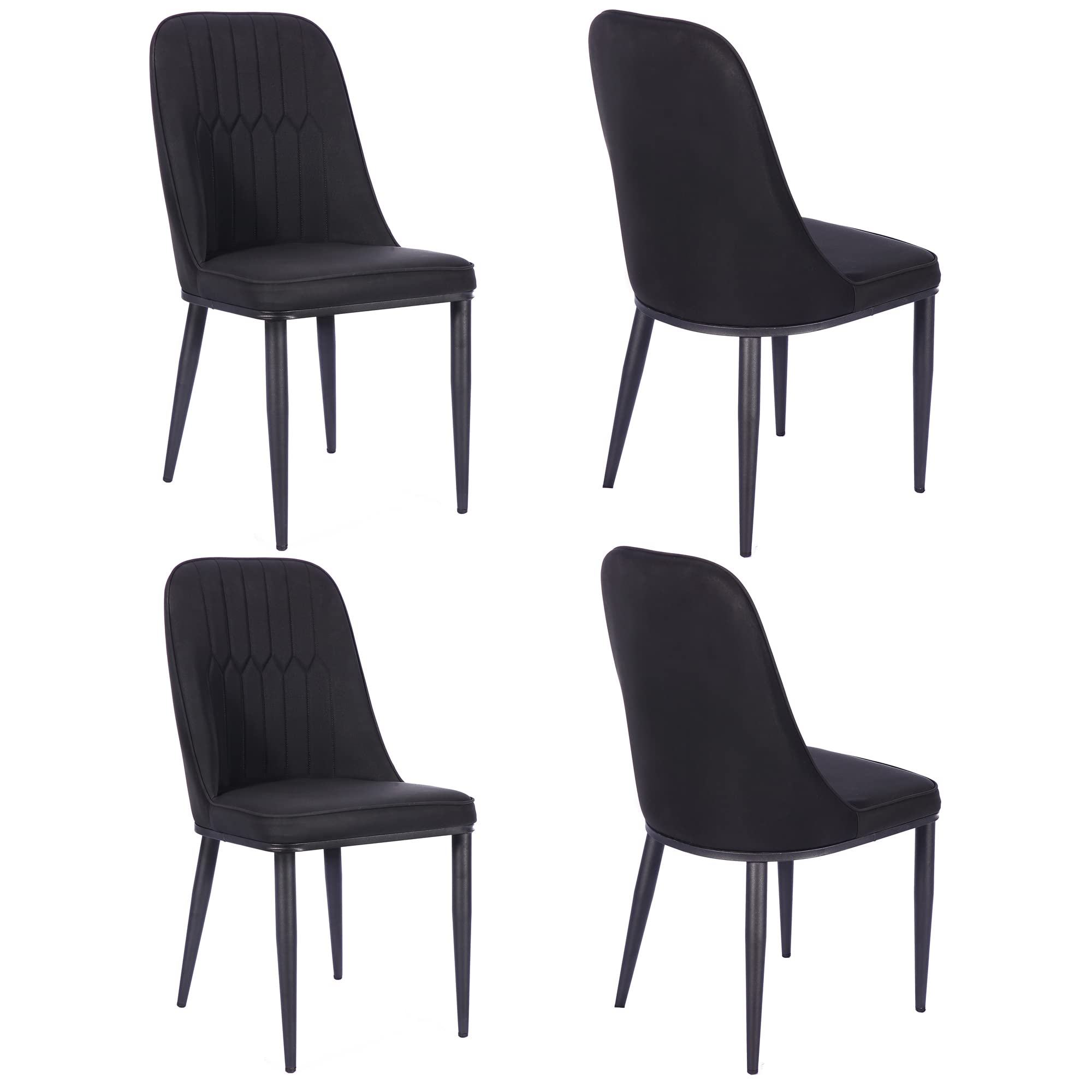 GIA Black High Back Parson Dining Chairs - Set of 4 Upholstered Armless Kitchen Chairs for Dining Room, Restaurant & Home Decor | Modern Comfortable Seating for Family Meals & Entertaining