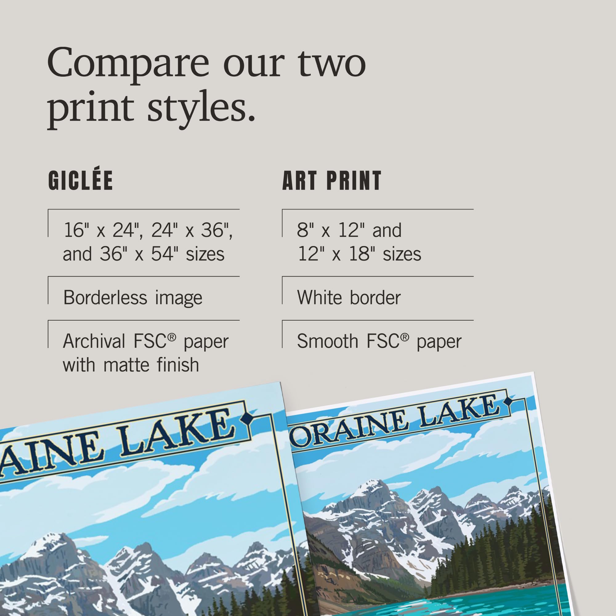 Lantern Press 16x24 Inch Giclee Print - Banff Alberta Canada Landscape Art with Moraine Lake and Canoes | Premium Wall Decor for Living Room, Bedroom & Office