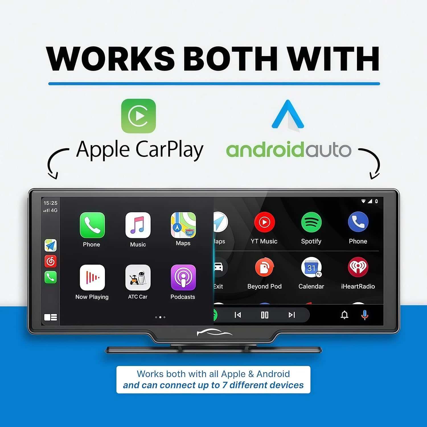 2025 Cartablet Pro Max 4K Car Tablet with Dash Cam - Front & Rear Camera, CarPlay, Navigation & Voice Control | In-Car Entertainment & Safety System for Road Trips & Daily Commutes